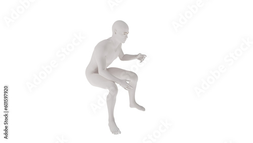 White plastic High resolution conceptual human 3D anatomy body 3d illustration isolated 