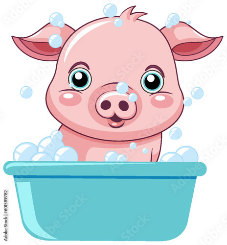 Cute pig cartoon character