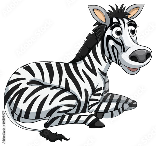 A Zebra in a Lying Position Cartoon Character