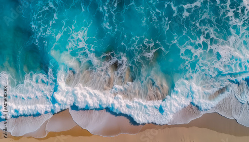 Ocean water waves from an aerial top down view