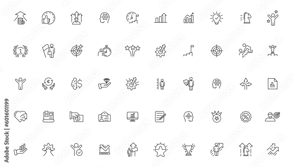 Growth and success line icons collection. Big UI icon set in a flat design. Thin outline icons pack. Growth and success line icons collection. Big UI icon set in a flat design. Thin outline icons pack.