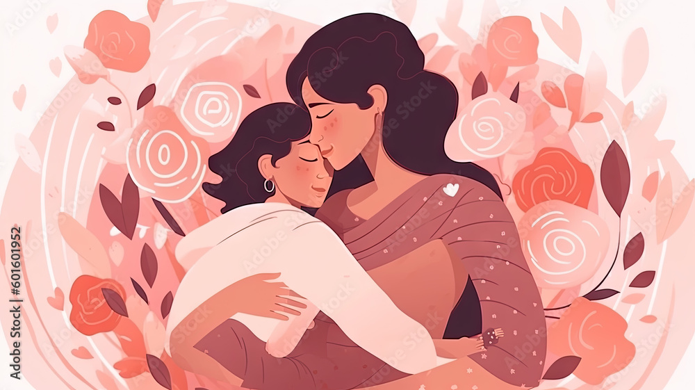 Obraz premium Mother's day flat design - generative AI, AI generated