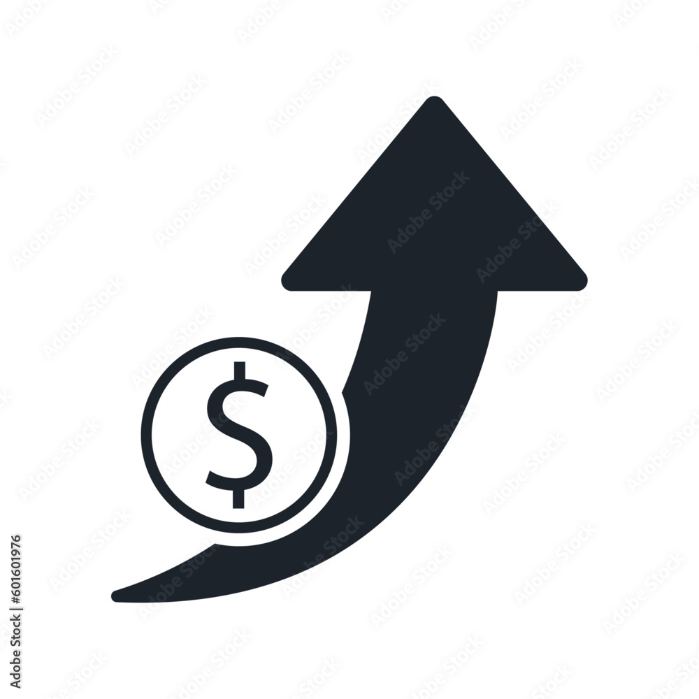 Increase profit icon design with dollar sign. Profit growing icon Increase profit icon design with dollar sign. Profit growing icon