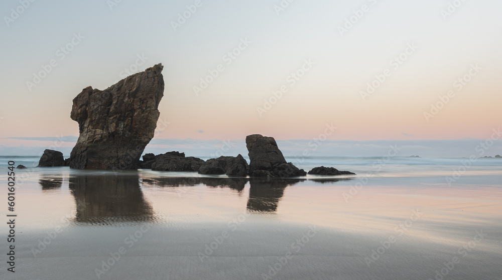 Lovely view of the rocks at low tide at the blue hour