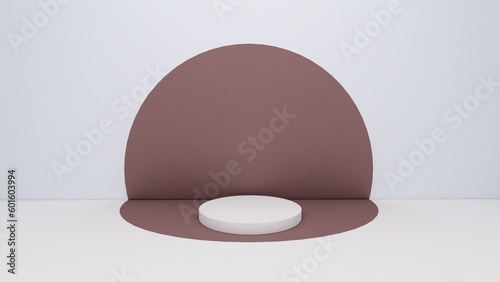 Empty podium or pedestal display on white bakcground with box stand concept 3D illustration 3D rendering