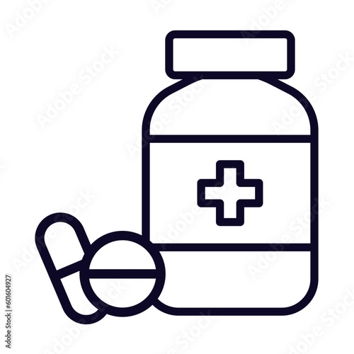 Caplet pills in a bottle