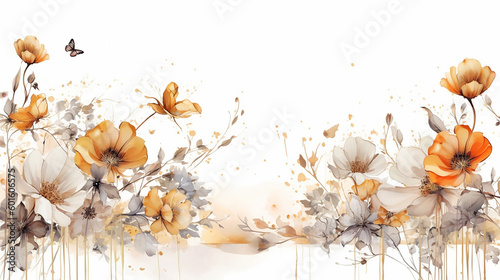 Luxurious golden flower banner wallpaper. 