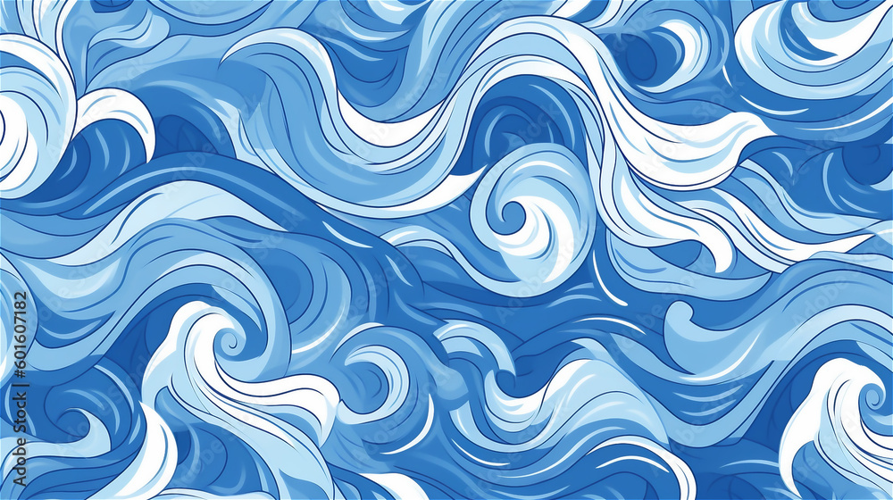 Generative AI, An abstract pattern inspired by the ocean in shades of blue and white Generative AI, An abstract pattern inspired by the ocean in shades of blue and white