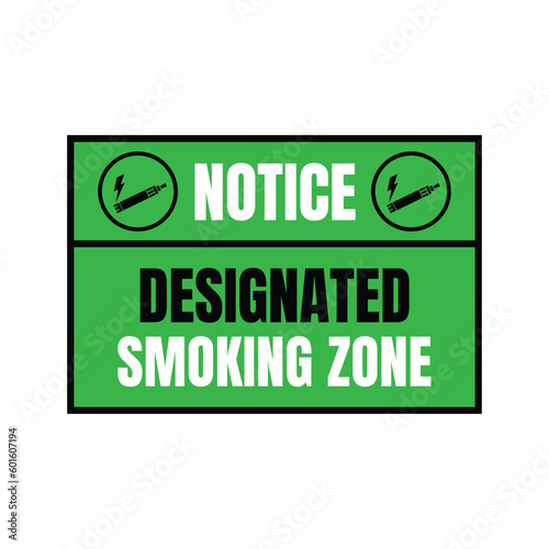 Permitted smoking area sign, smoking allowed here banner, designated smoking area sign