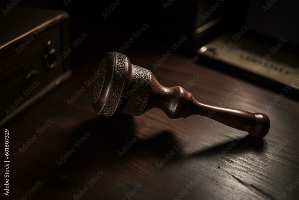A hammerlike tool called gavel, which is used by judges or auctioneers