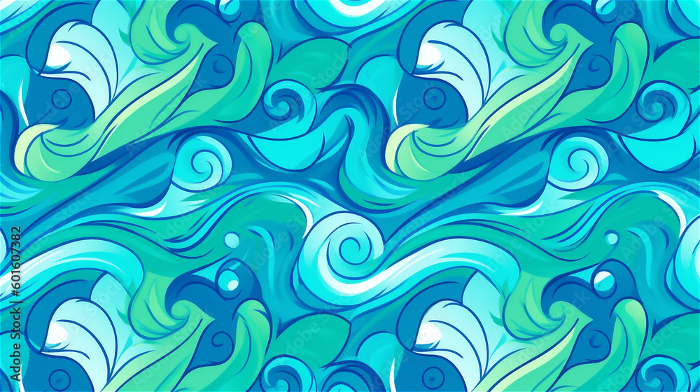 Generative AI, An abstract pattern with swirling lines in shades of blue and green Generative AI, An abstract pattern with swirling lines in shades of blue and green