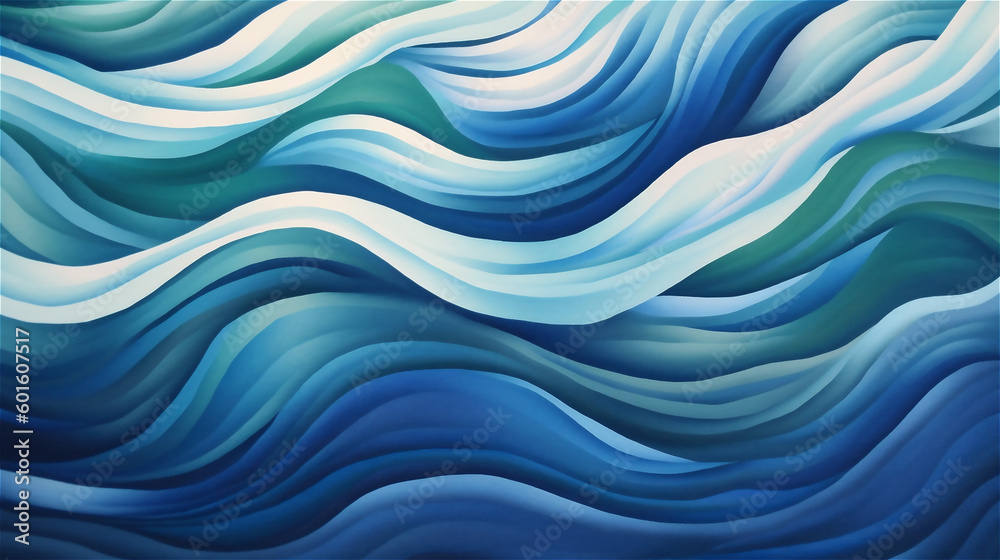Generative AI, An abstract wave pattern in shades of blue, green, and white