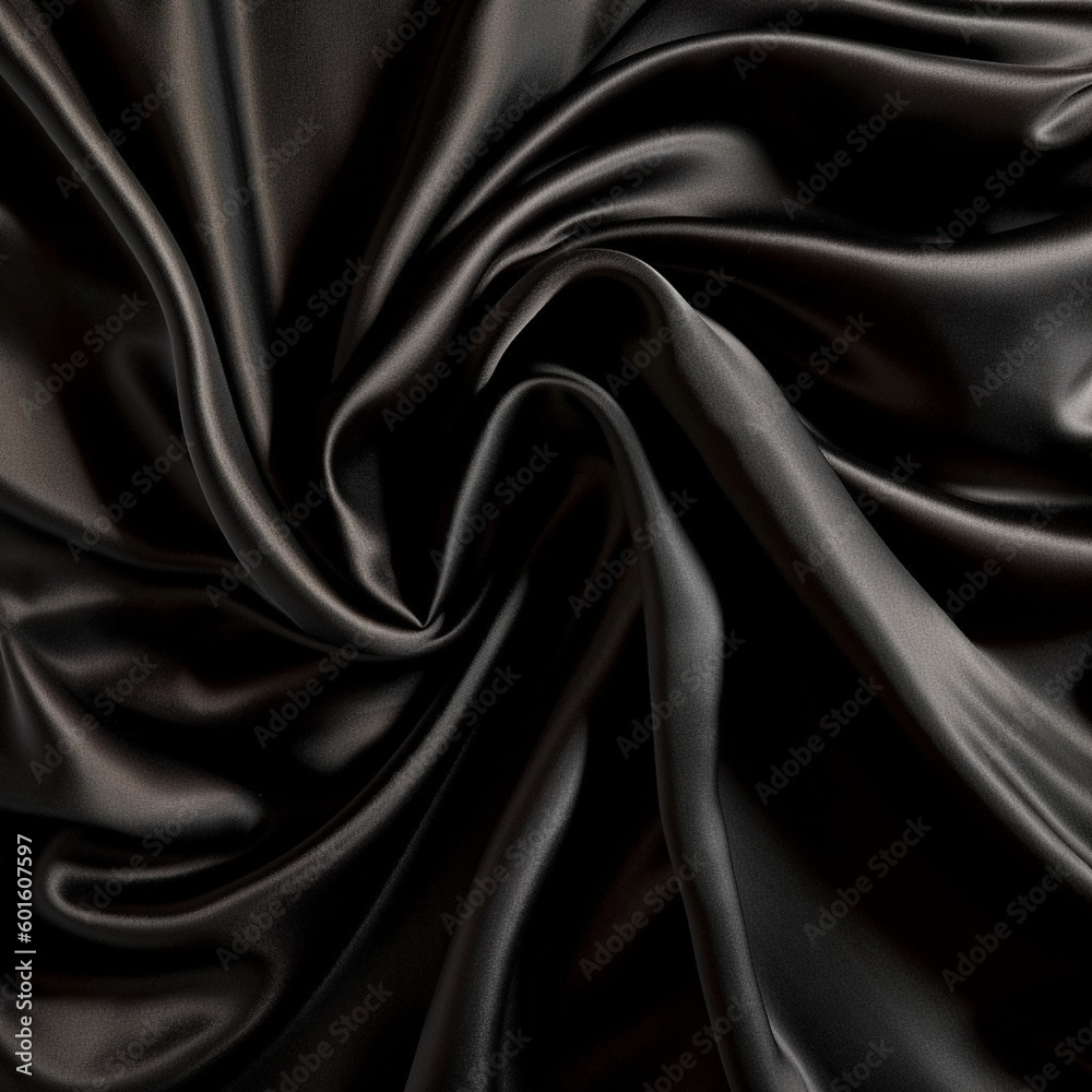 Abstract black silk background. Generative AI