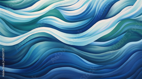 Generative AI, An abstract wave pattern in shades of blue, green, and white © icehawk33