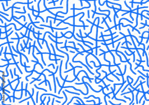 Abstract hand - drawn drawing with blue sloppy strokes of lines on a white background .Seamless drawing.