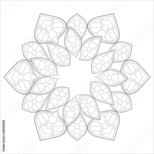 Delightful coloring page for mindful relaxation of the adult. Colouring page for therapy practice. Coloring sheet for fun project