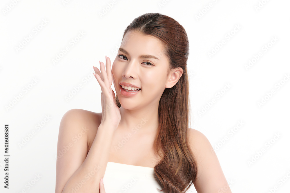 Beautiful young asian woman with clean fresh skin on white background, Face care, Facial treatment, Cosmetology, beauty and spa, Asian women portrait. Beautiful young asian woman with clean fresh skin on white background, Face care, Facial treatment, Cosmetology, beauty and spa, Asian women portrait.