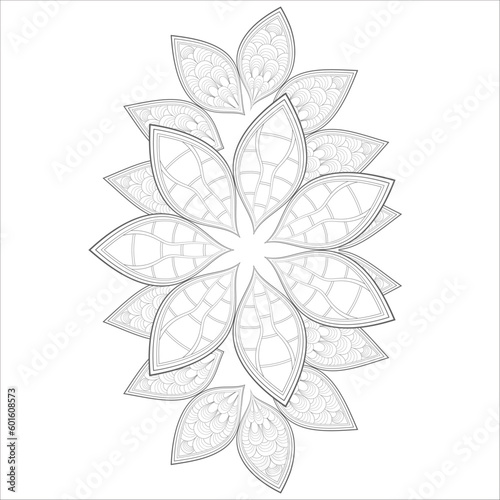 Delightful coloring page for mindful relaxation of the adult. Colouring page for therapy practice. Coloring sheet for fun project