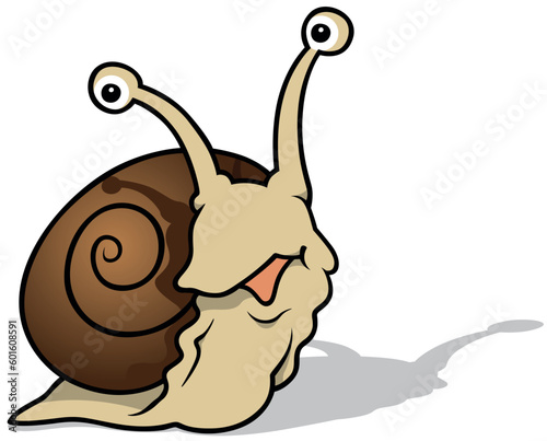 Funny Brown Snail with Smile and Brown Snail Shell