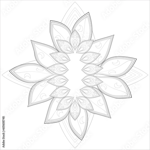 Delightful coloring page for mindful relaxation of the adult. Colouring page for therapy practice. Coloring sheet for fun project