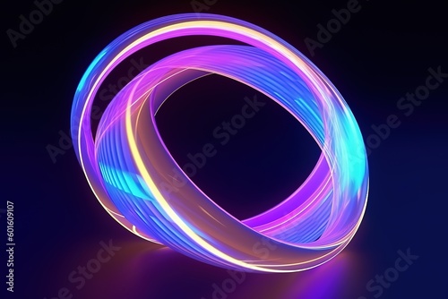 3d render, abstract geometric neon background, glowing spiral line, simple helix. Minimalist wallpaper. AI