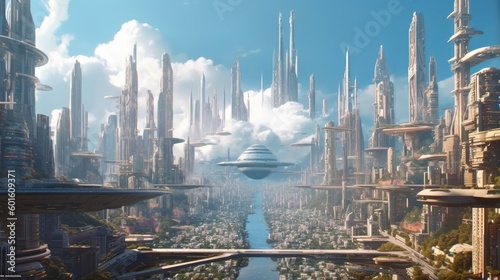 Mega corporations futuristic skylines 