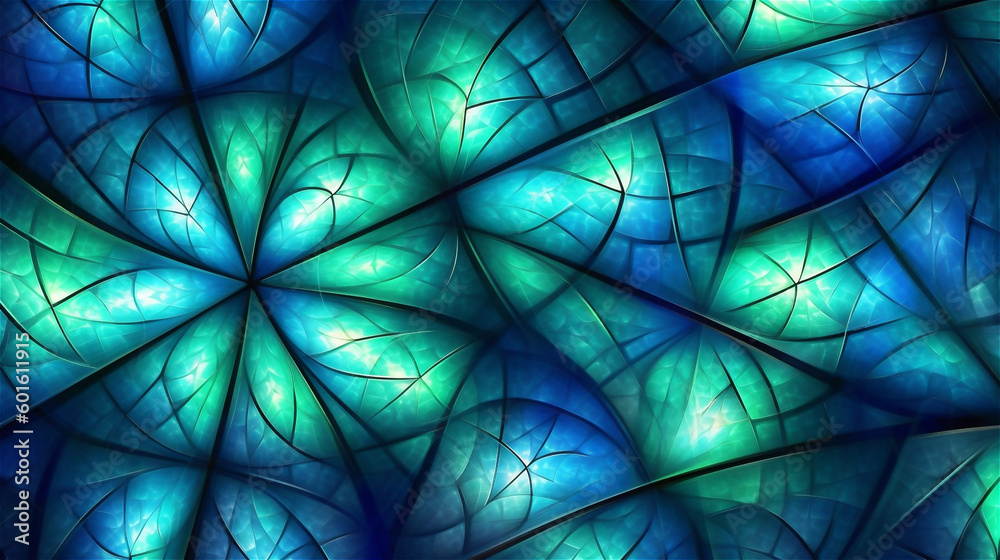 Generative AI, A digital abstract pattern in shades of blue and green