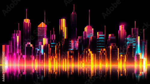 Generative AI  Neon Cityscape - A Futuristic Abstract Skyline