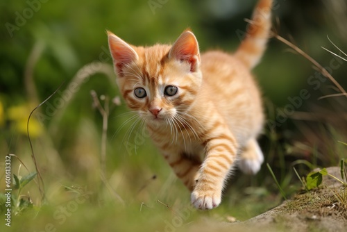 Wallpaper Mural cat playing in the grass- Ai Torontodigital.ca