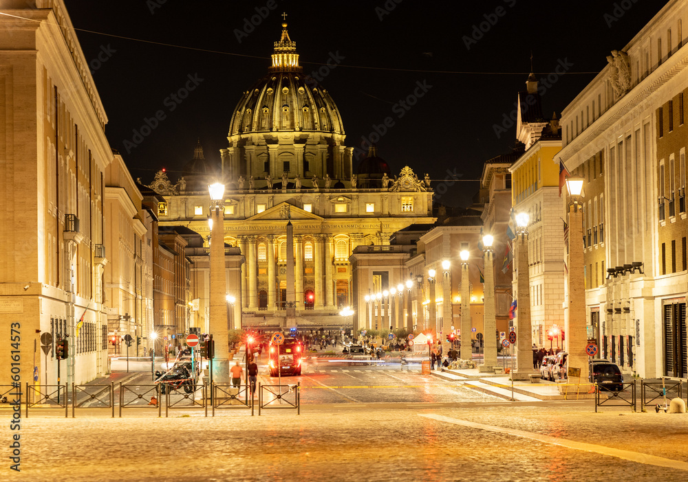 saint peter basilica night sunset rome