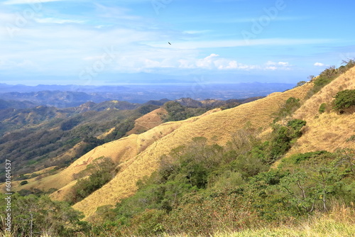 beautiful scenery from the road between Monteverde and Limonal, view over the mountains to the Sea in Costa Rica