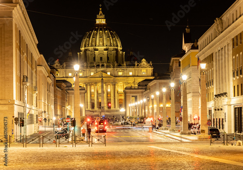 saint peter basilica night sunset rome