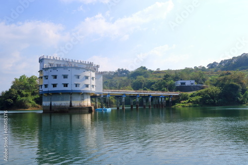 View to the reservoir in front of the peruvannamuzhi (peruvannamoozhi) dam, Kuttyady (Kuttiady, Kuttyadi), Kerala, India photo