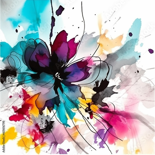 abstract art floral background, poster photo