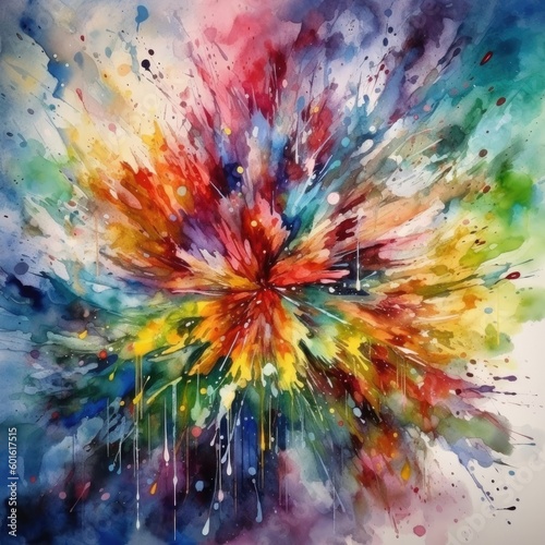 The artist s use of mixed watercolor techniques creates a stunning explosion of colors that is truly inspiring.  Generative AI 