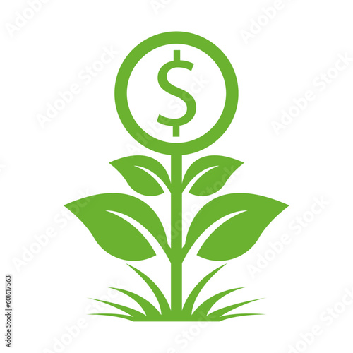 Business growth cash flower silhouette.