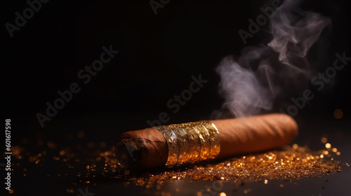 cigar on black background, generative ai.