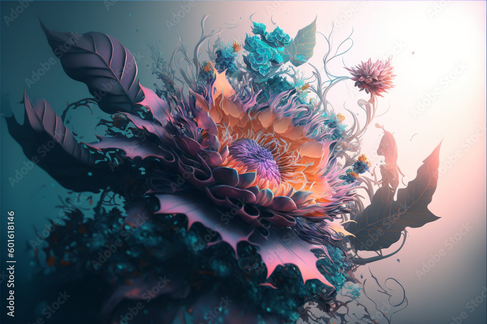 Futuristic alien flowers, science fiction flowers made with Generative Ai technology Futuristic alien flowers, science fiction flowers made with Generative Ai technology