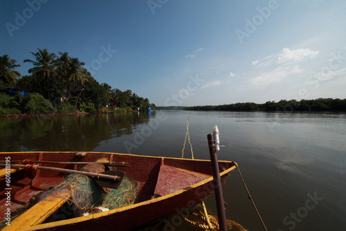 Fototapeta Naklejka Na Ścianę i Meble -  Mandovi Backwaters. The Mandovi River also known as Mahadayi or Mhadei river, is described as the lifeline of the state of Goa, India.