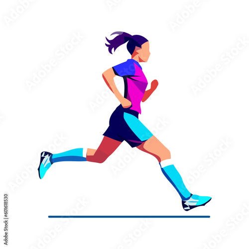 Running woman character, vector illustration. © PJVector