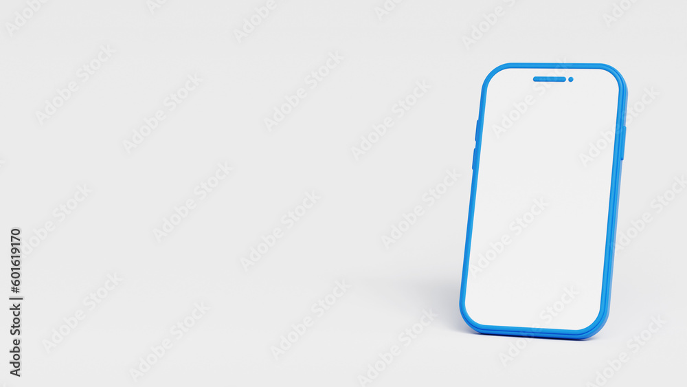 Smartphone mockup with blank white screen on a white background with ...