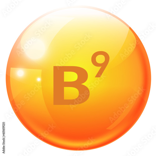 Vitamin icon. Multivitamin supplement. Vitamin B group B 9