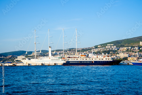 Ships in Kusadasi moored on a summer and sunny day. © beast01