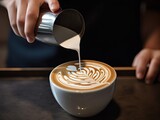 Artistic Pouring of Steamed Milk - AI Generated