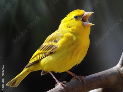 Yellow Canary in Mid-Song - AI Generated