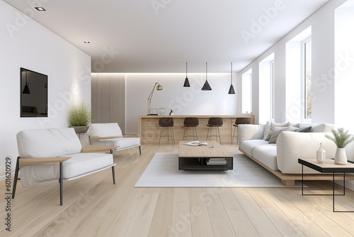 Modern Minimalist Living Room Retreat - AI Generated