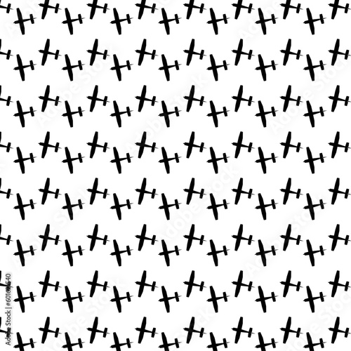 set of silhouettes of airplanes black and white sellouts  