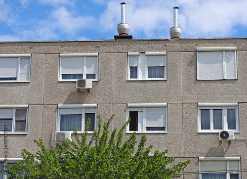 Windows of an apartment building in the city