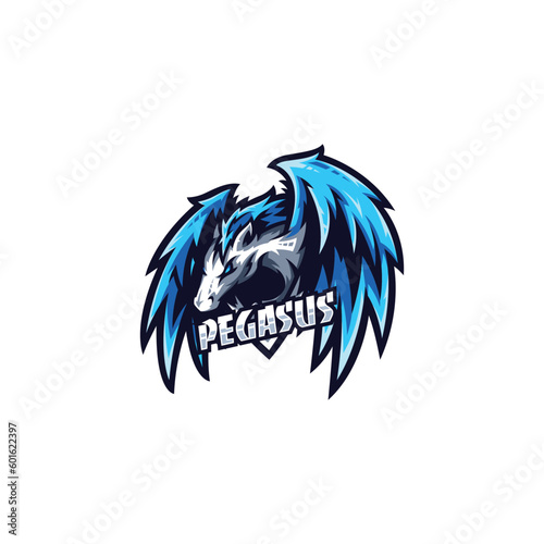 Pegasus - Mascot & Esport logo template, All elements in this template are editable