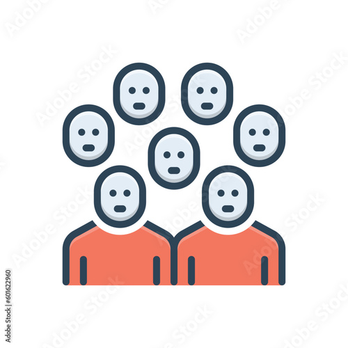 Color illustration icon for crowd 